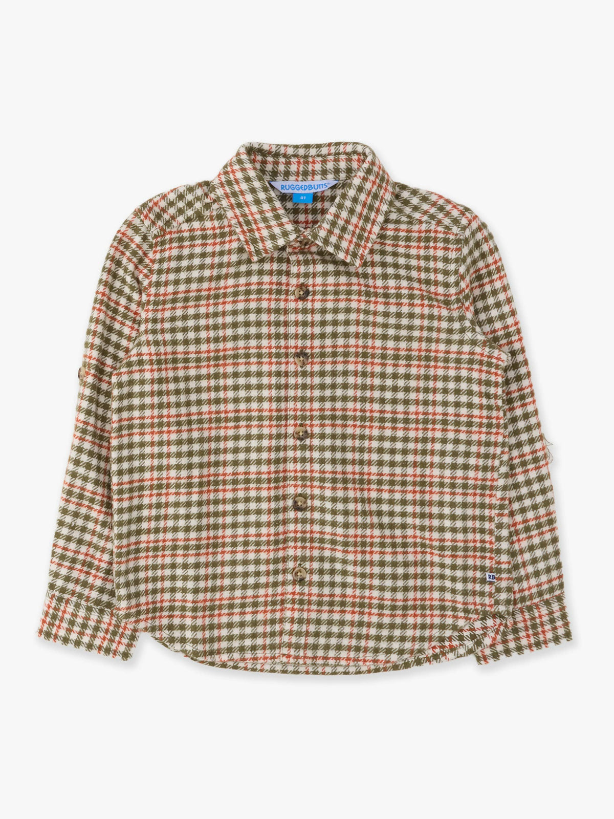 Dusty Olive Houndstooth Long Sleeve Button Down Shirt