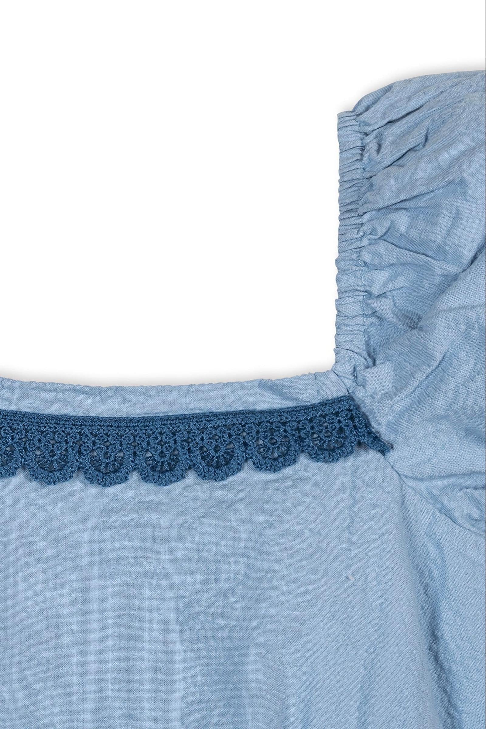 Organic Blue Seersucker Romper