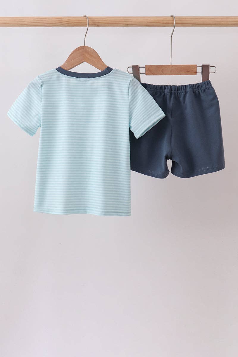 Blue Stripe Short Set