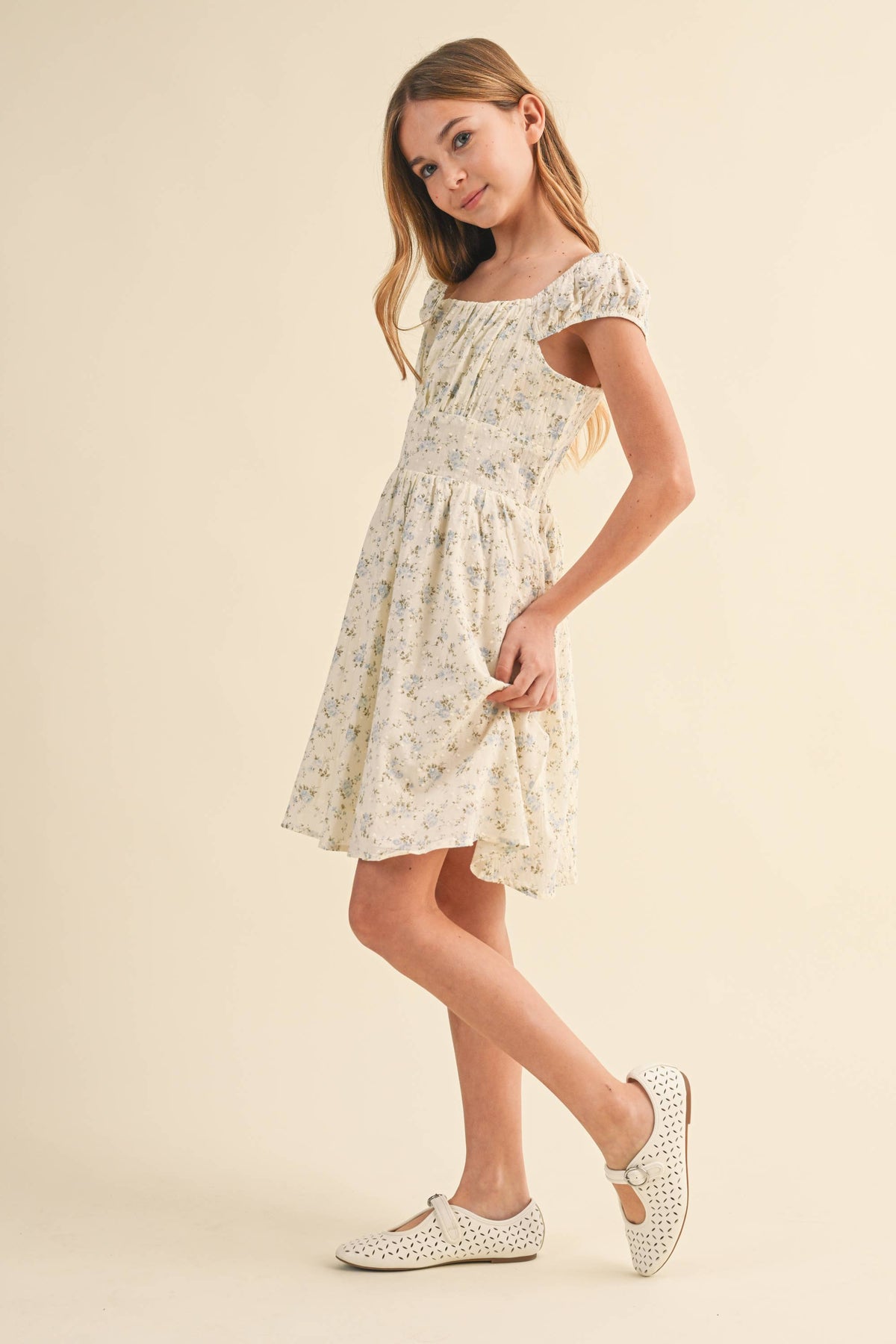 RUCHED SHOULDER MINI DRESS