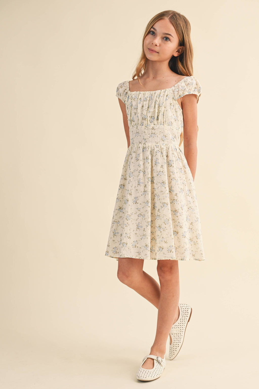 RUCHED SHOULDER MINI DRESS