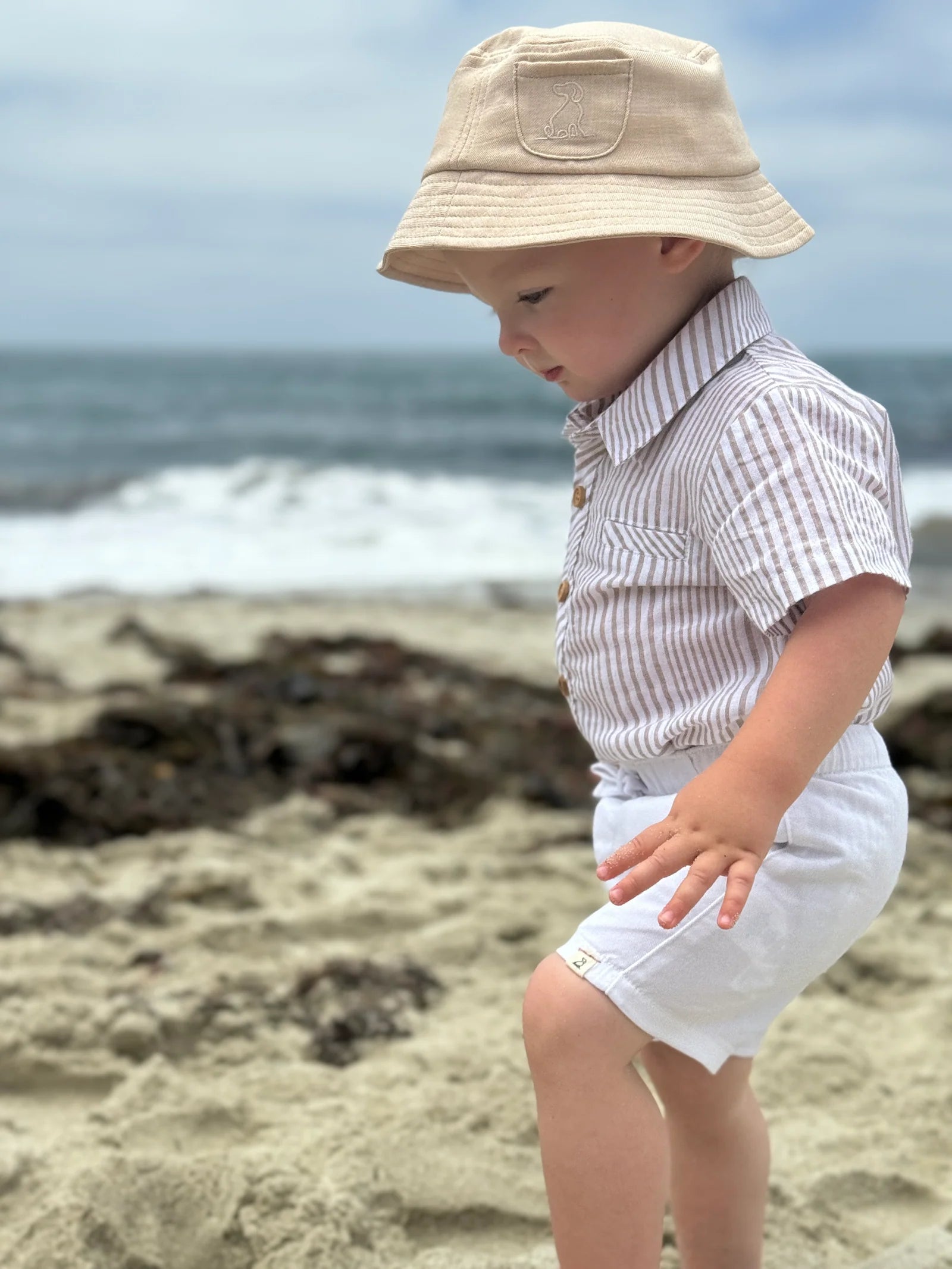 Tan/White Stripe Onesie