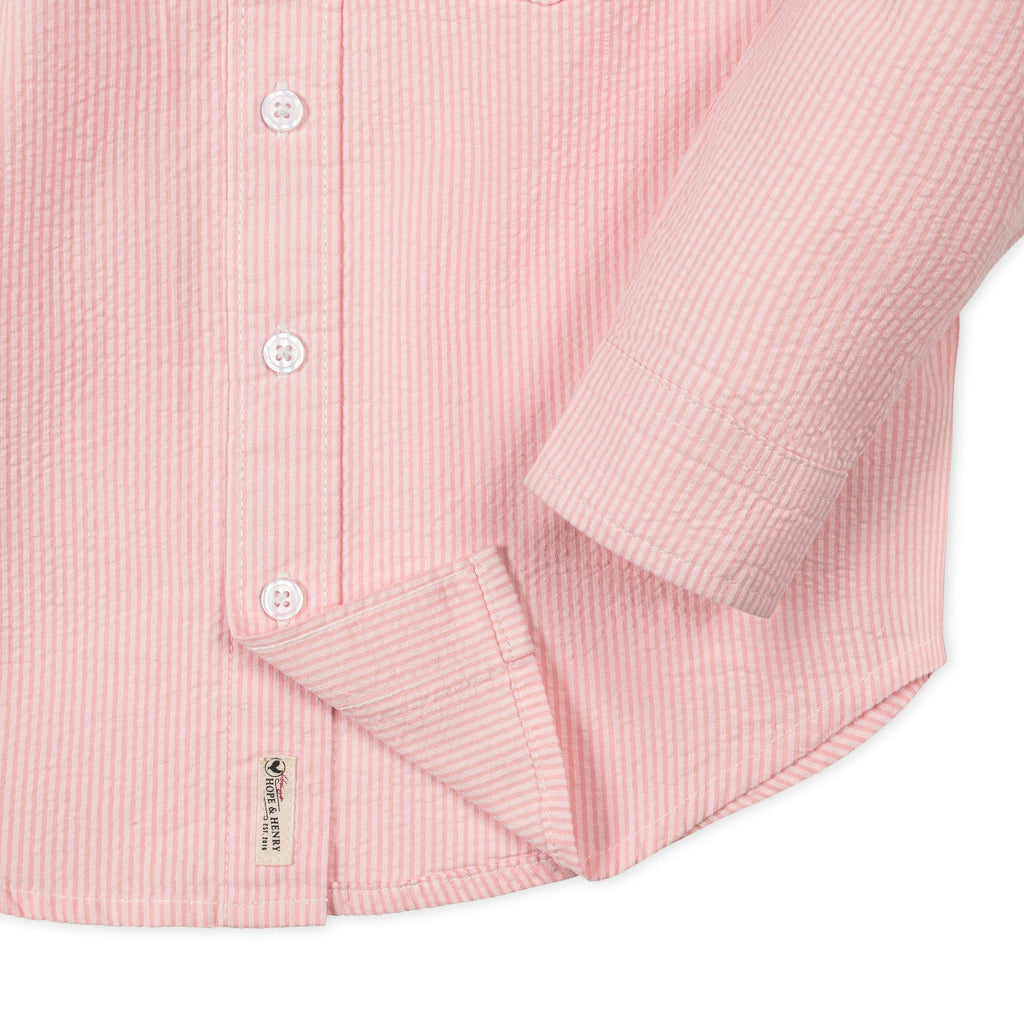 Organic Seersucker Button Down - Pink