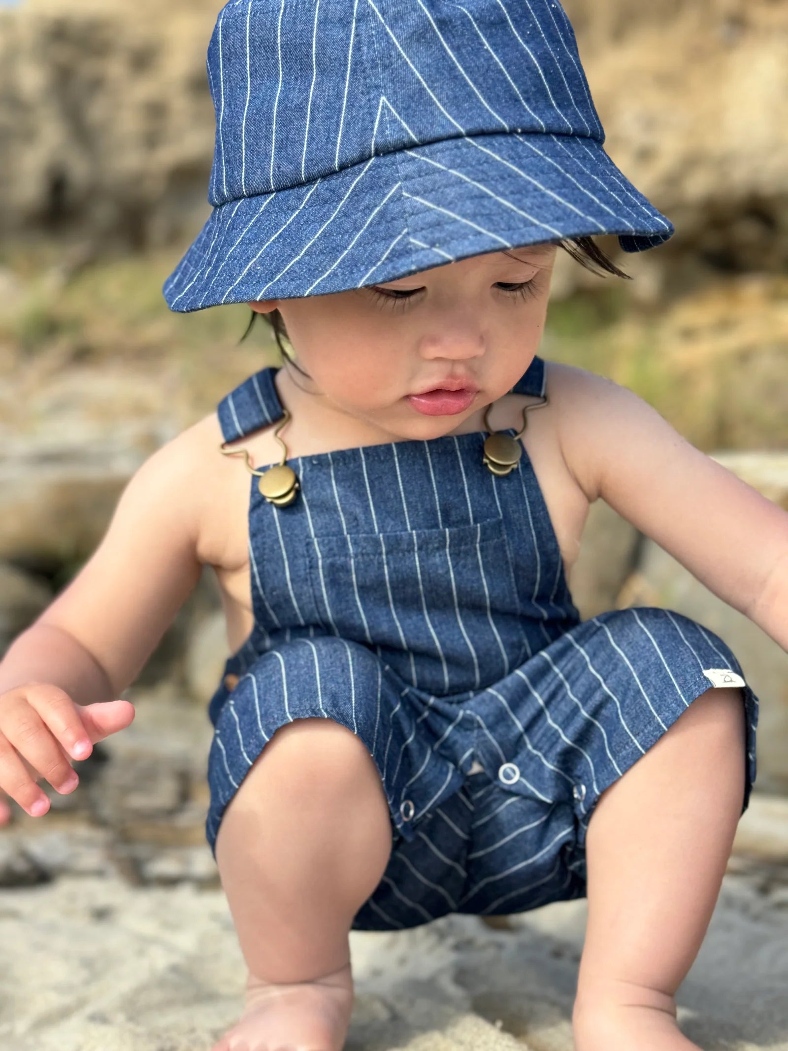 Chambray Stripe Overalls