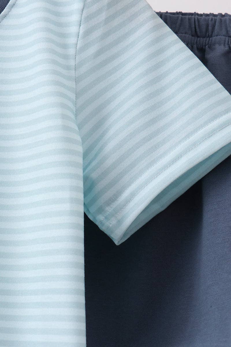 Blue Stripe Short Set