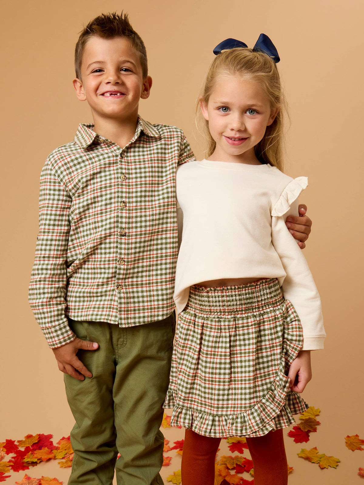 Dusty Olive Houndstooth Long Sleeve Button Down Shirt