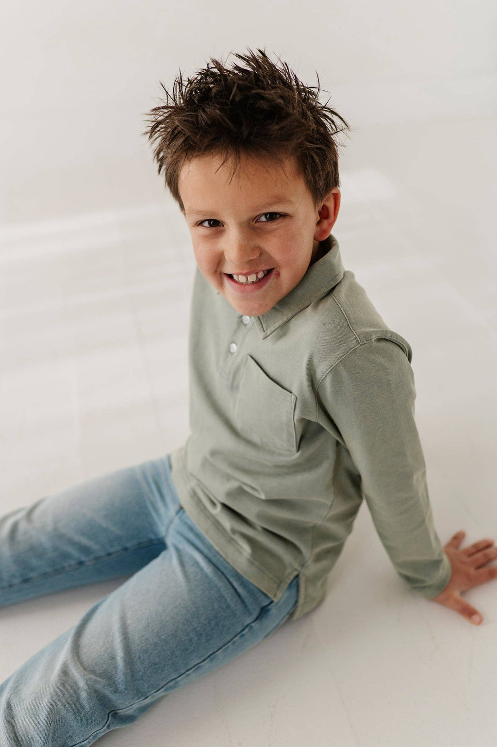 Garment-Washed Collar Shirt