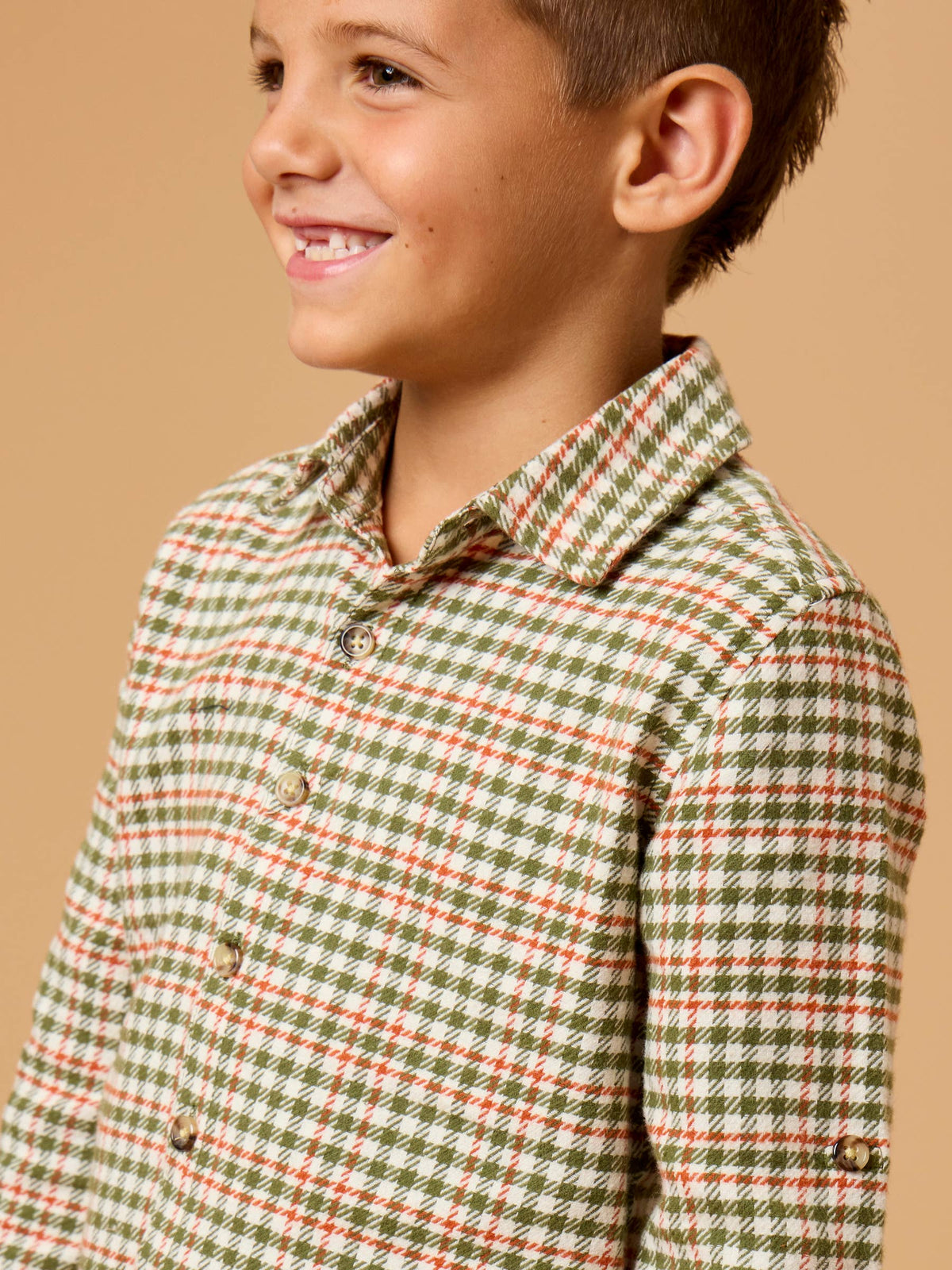 Dusty Olive Houndstooth Long Sleeve Button Down Shirt