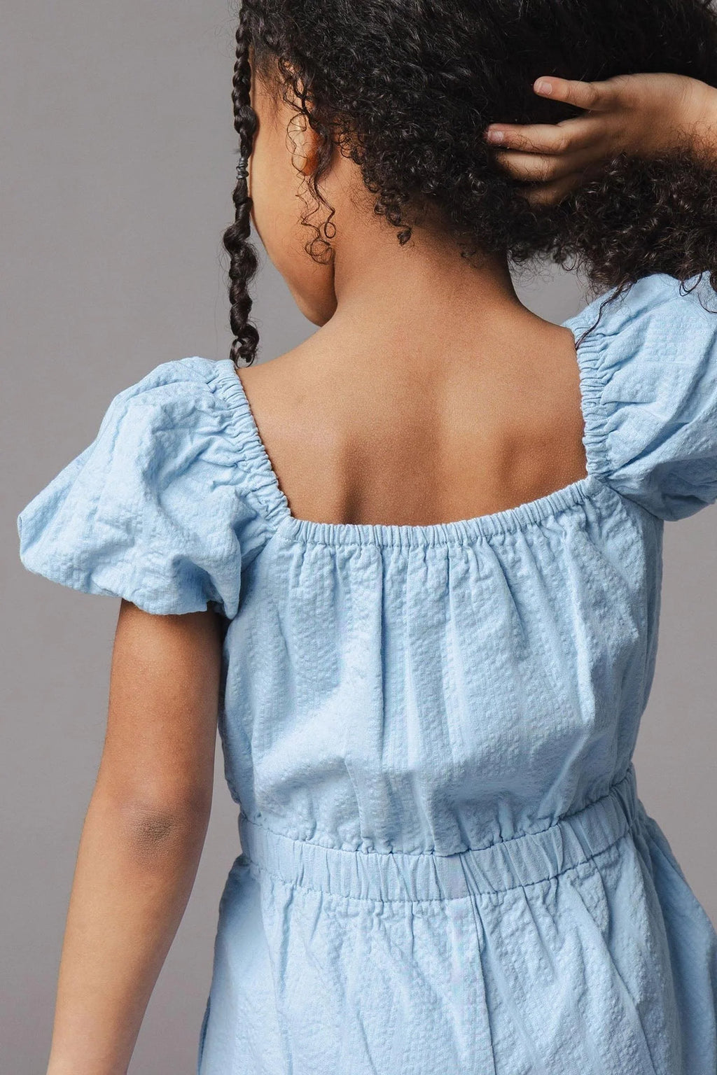 Organic Blue Seersucker Romper