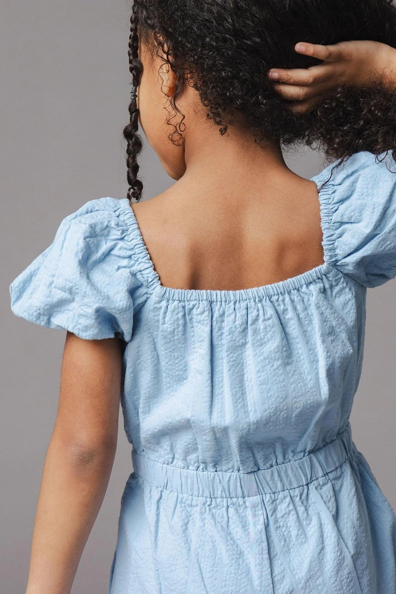 Organic Blue Seersucker Romper