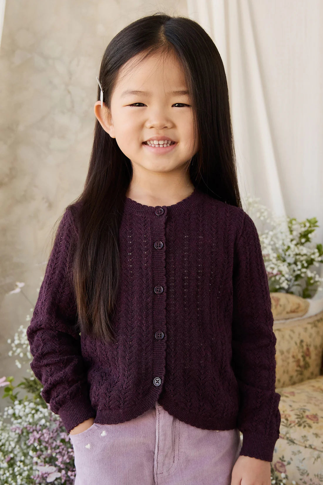 Maxine Knitted Cardigan - Blackcurrant