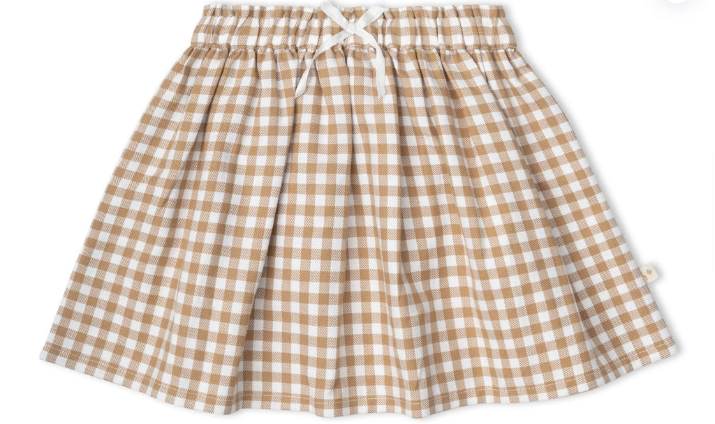 Organic Twill Skirt - Oat Gingham