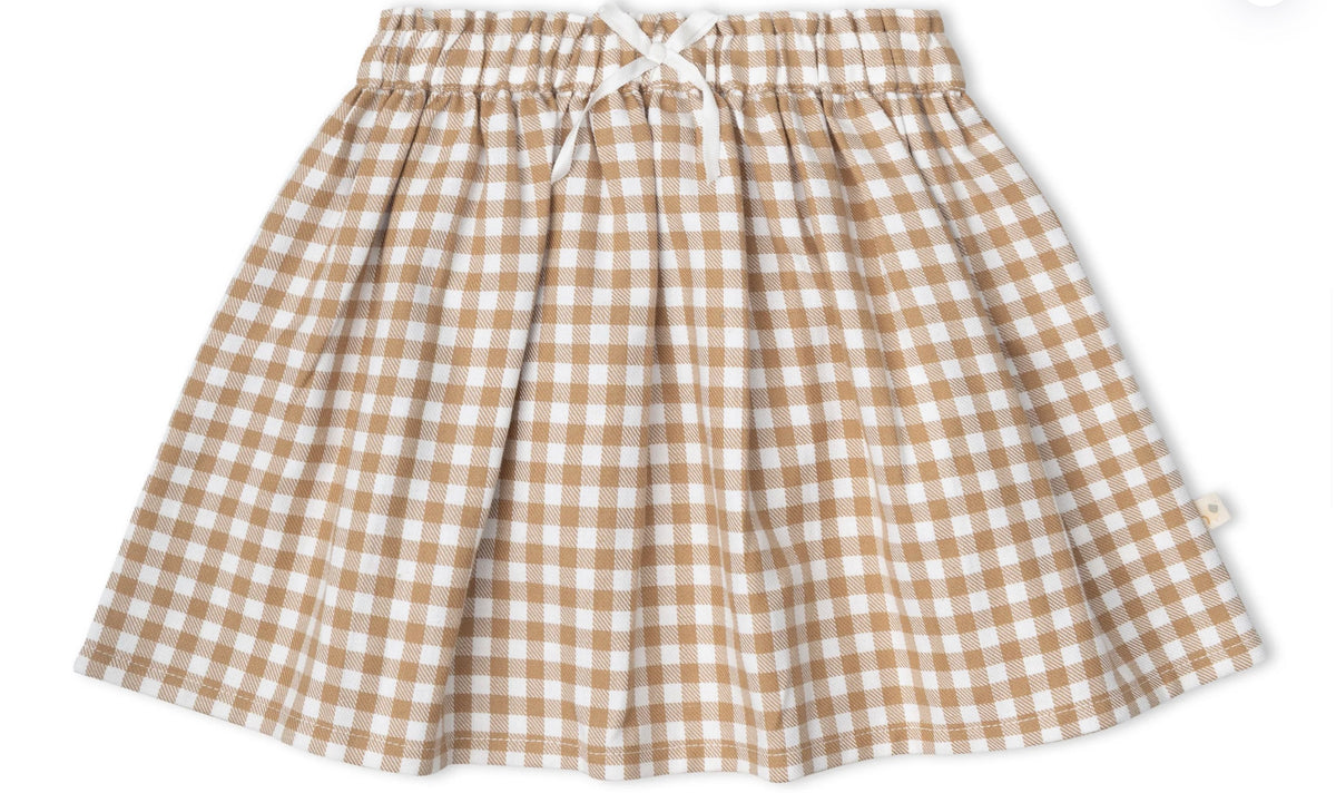 Organic Twill Skirt - Oat Gingham