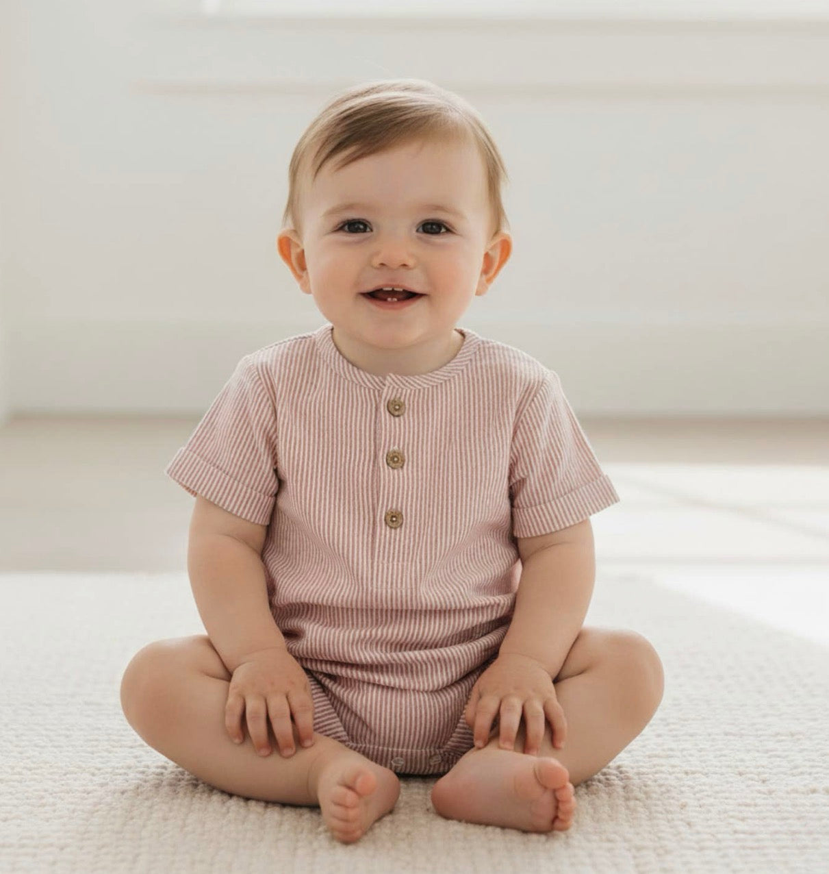 Coral Stripes Bubble Romper