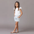 Blue Linen Pull-On Short