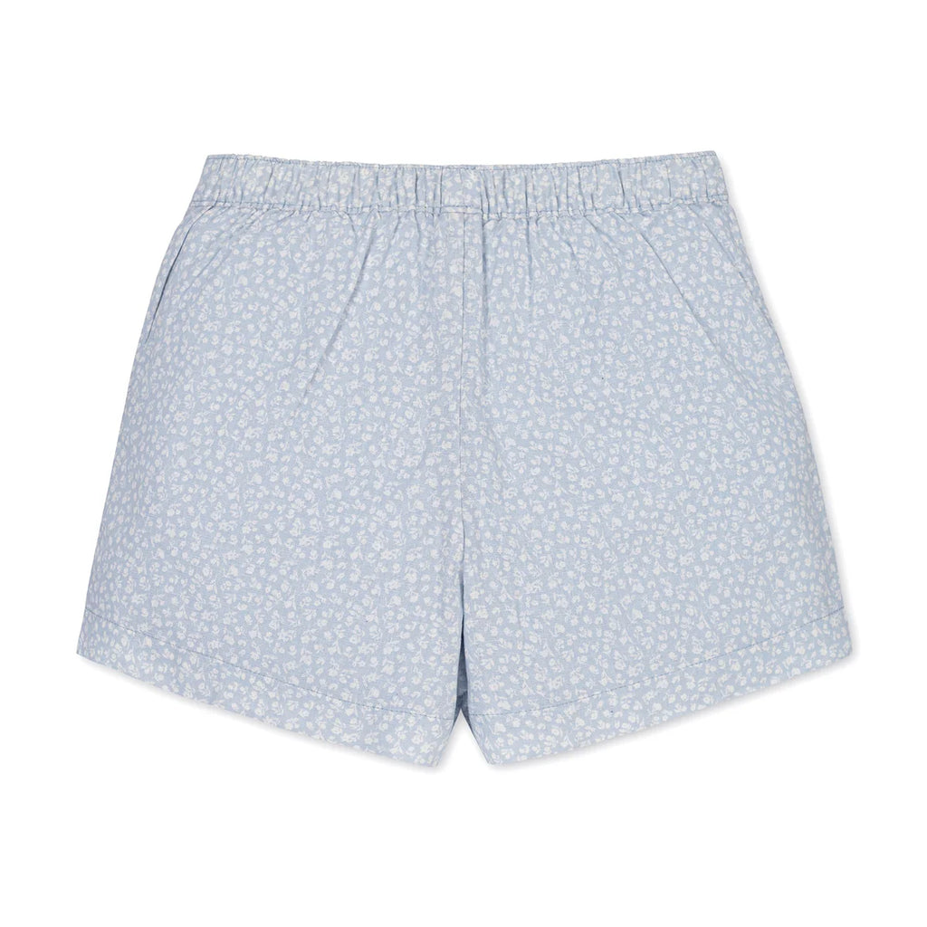 Blue Linen Pull-On Short