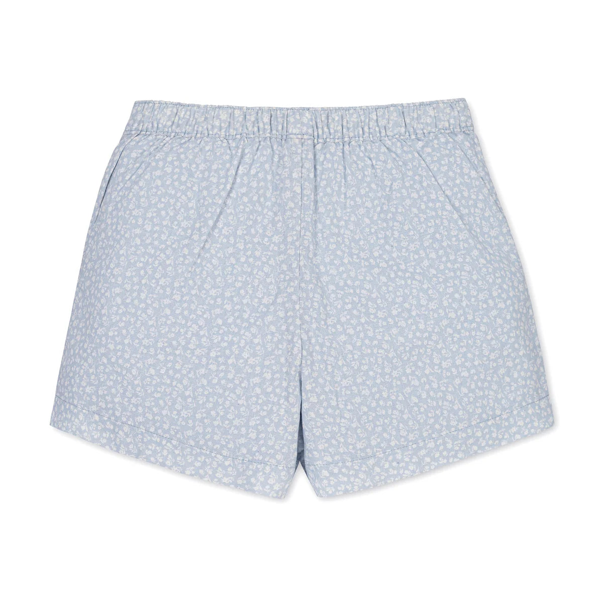 Blue Linen Pull-On Short