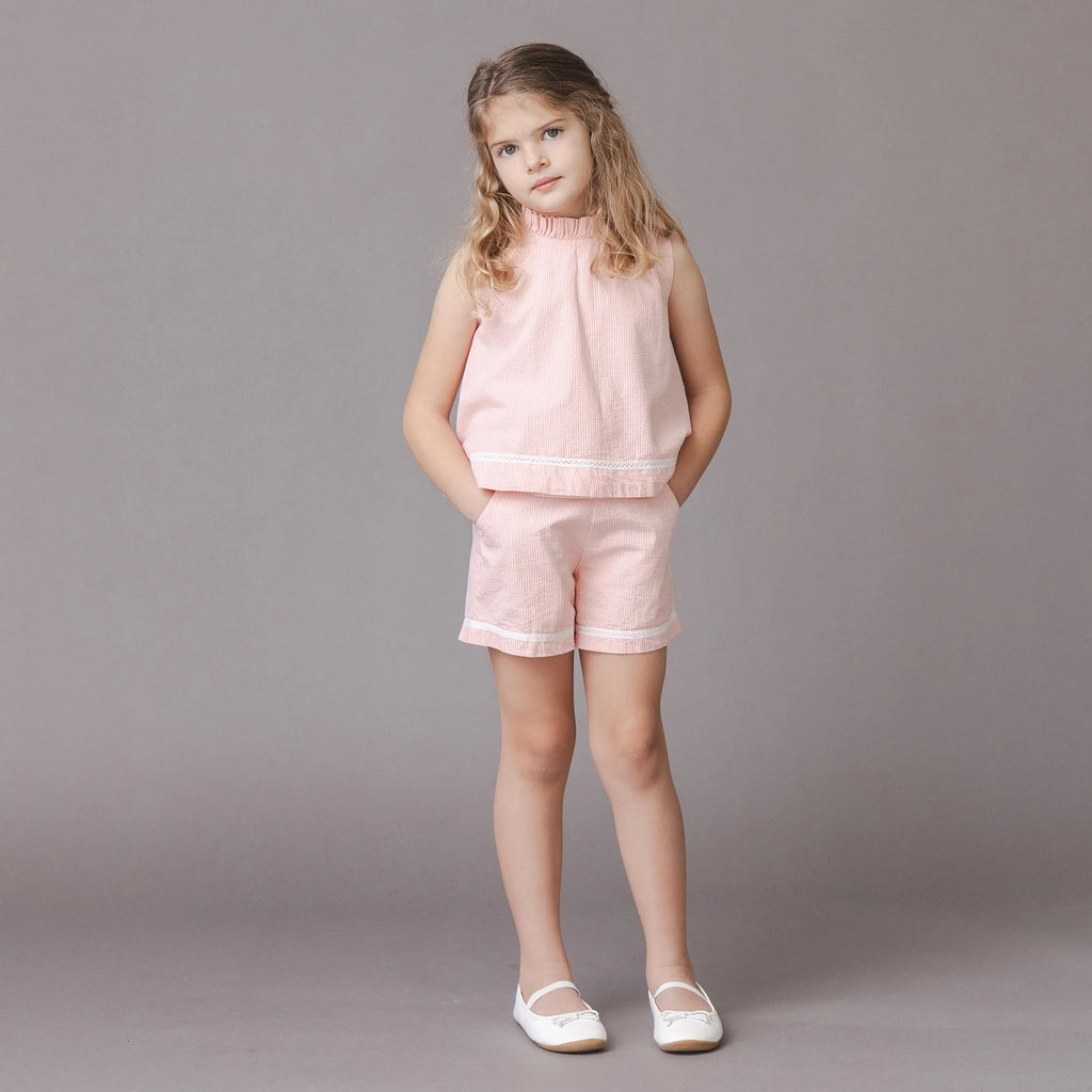 Organic Ruffle Neck Seersucker Tank