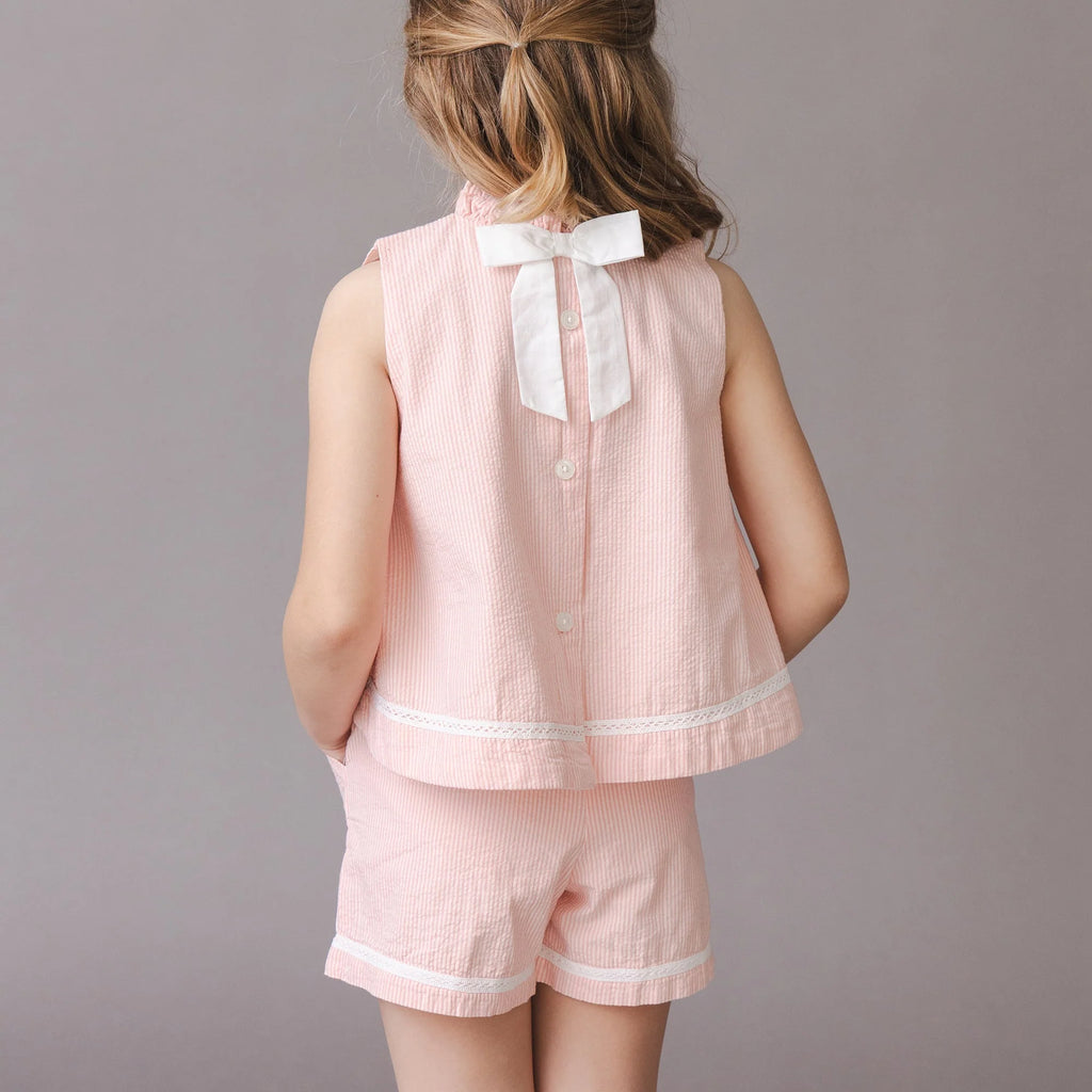 Organic Ruffle Neck Seersucker Tank