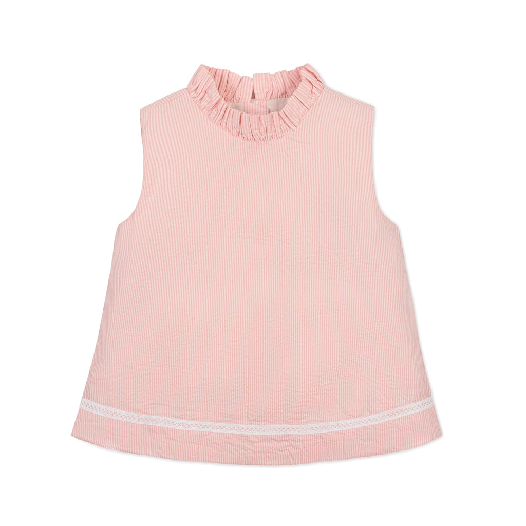 Organic Ruffle Neck Seersucker Tank
