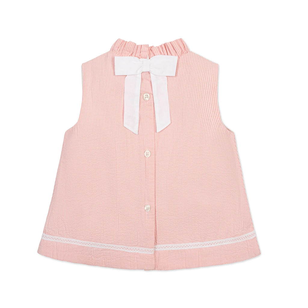 Organic Ruffle Neck Seersucker Tank