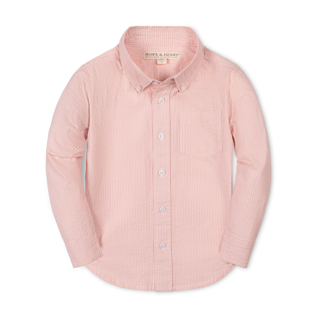 Organic Seersucker Button Down - Pink