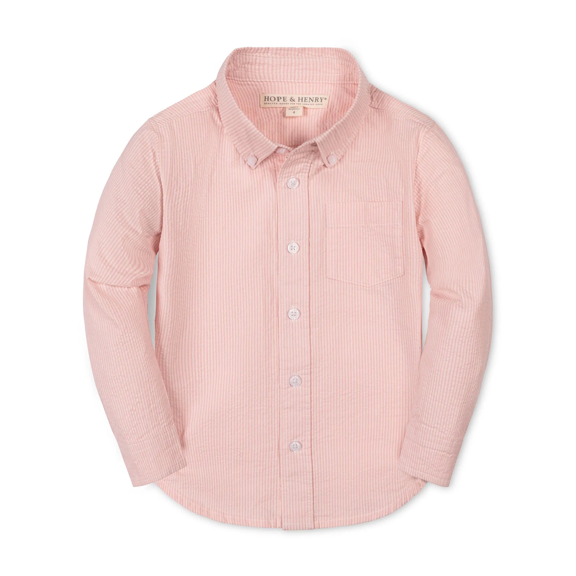 Organic Seersucker Button Down - Pink