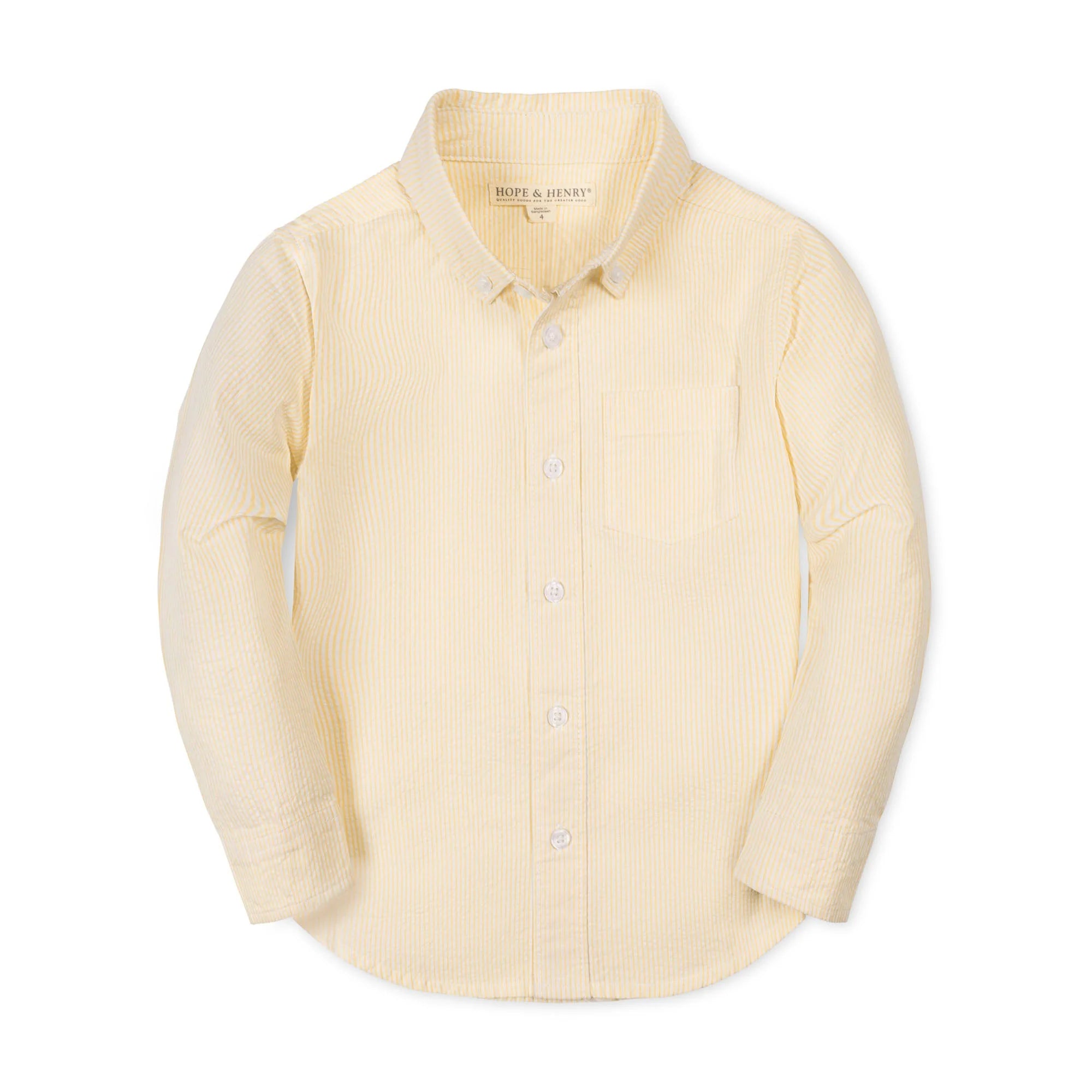 Organic Seersucker Button Down- Yellow