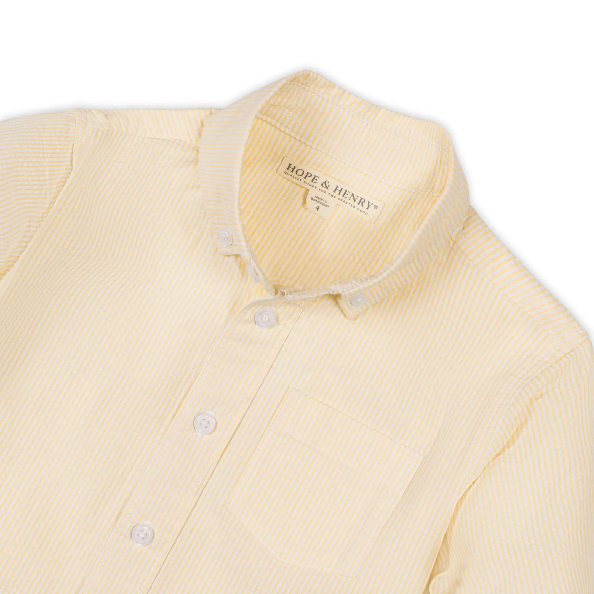Organic Seersucker Button Down- Yellow