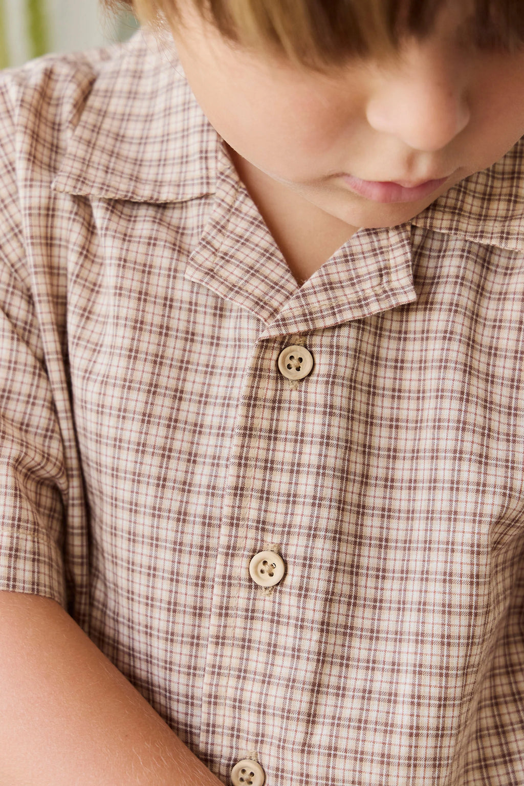 Silas Shirt and Short Set- Cabin Check Cocoa