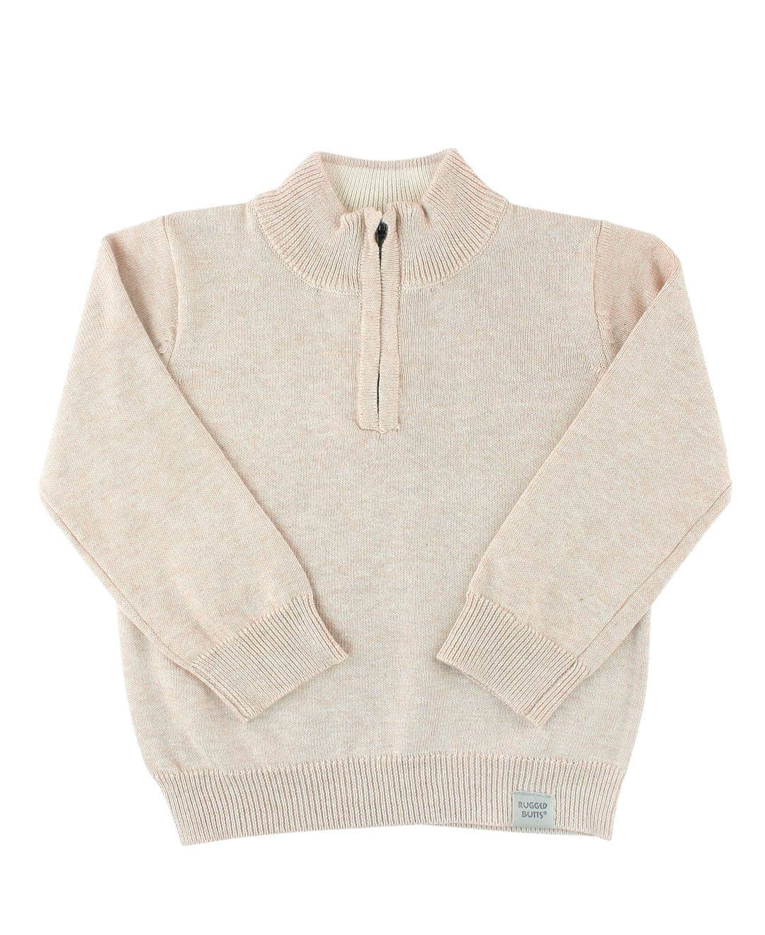 Heather Oatmeal Quarter-Zip Sweater