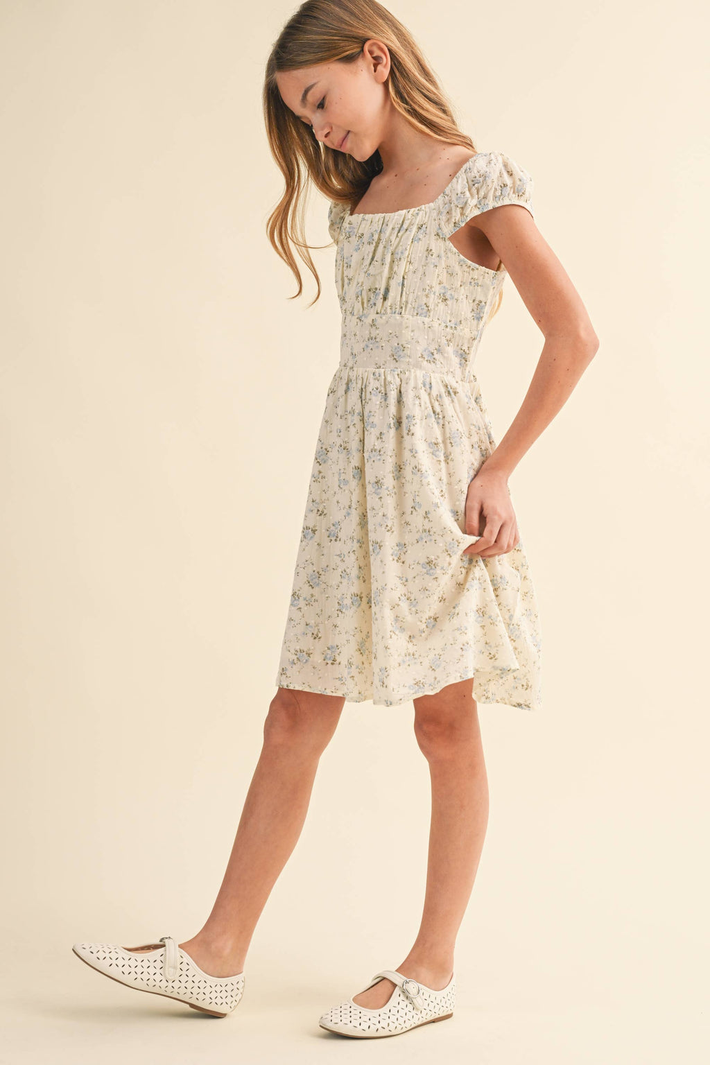 RUCHED SHOULDER MINI DRESS