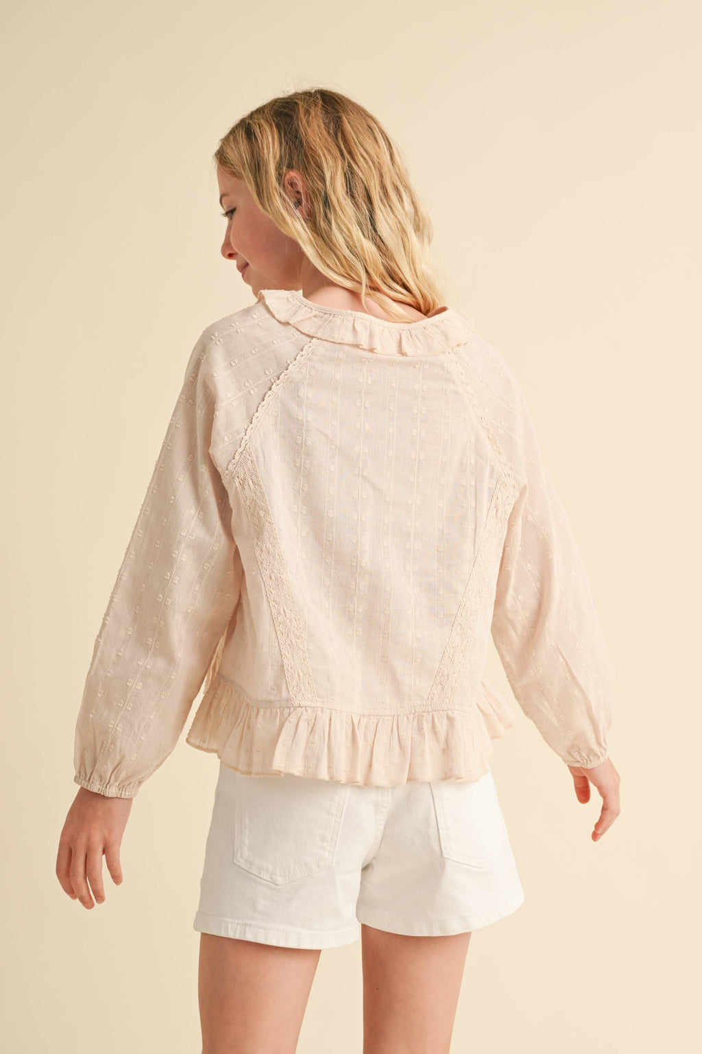 Lace Trim Raglan Blouse