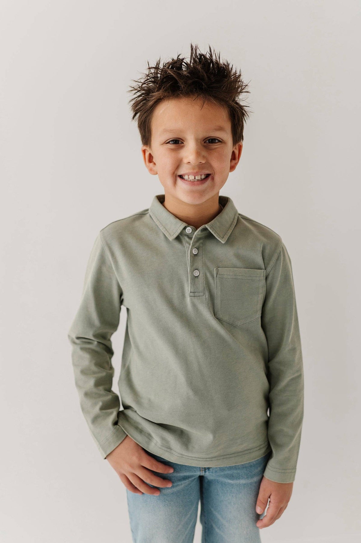 Garment-Washed Collar Shirt