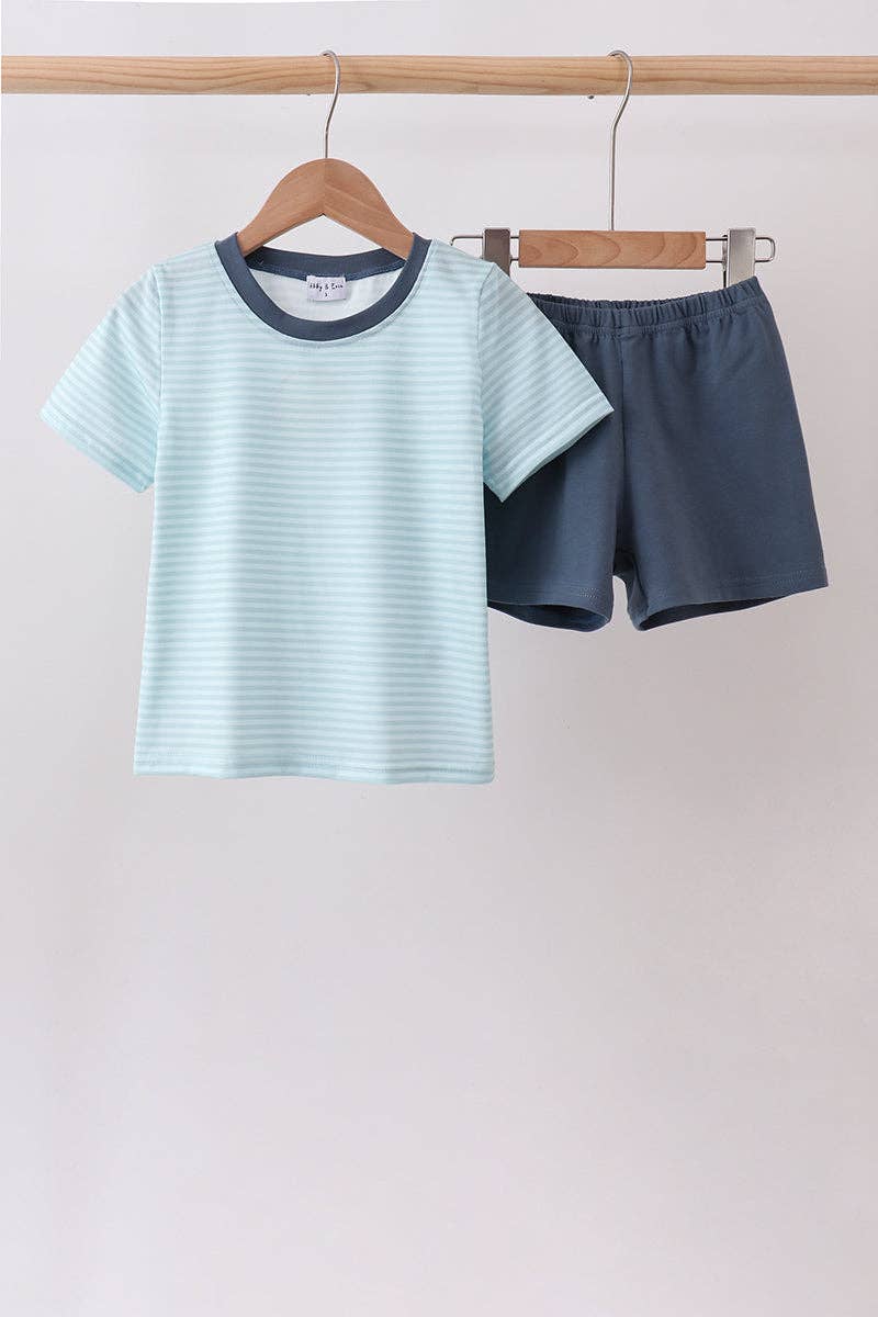 Blue Stripe Short Set