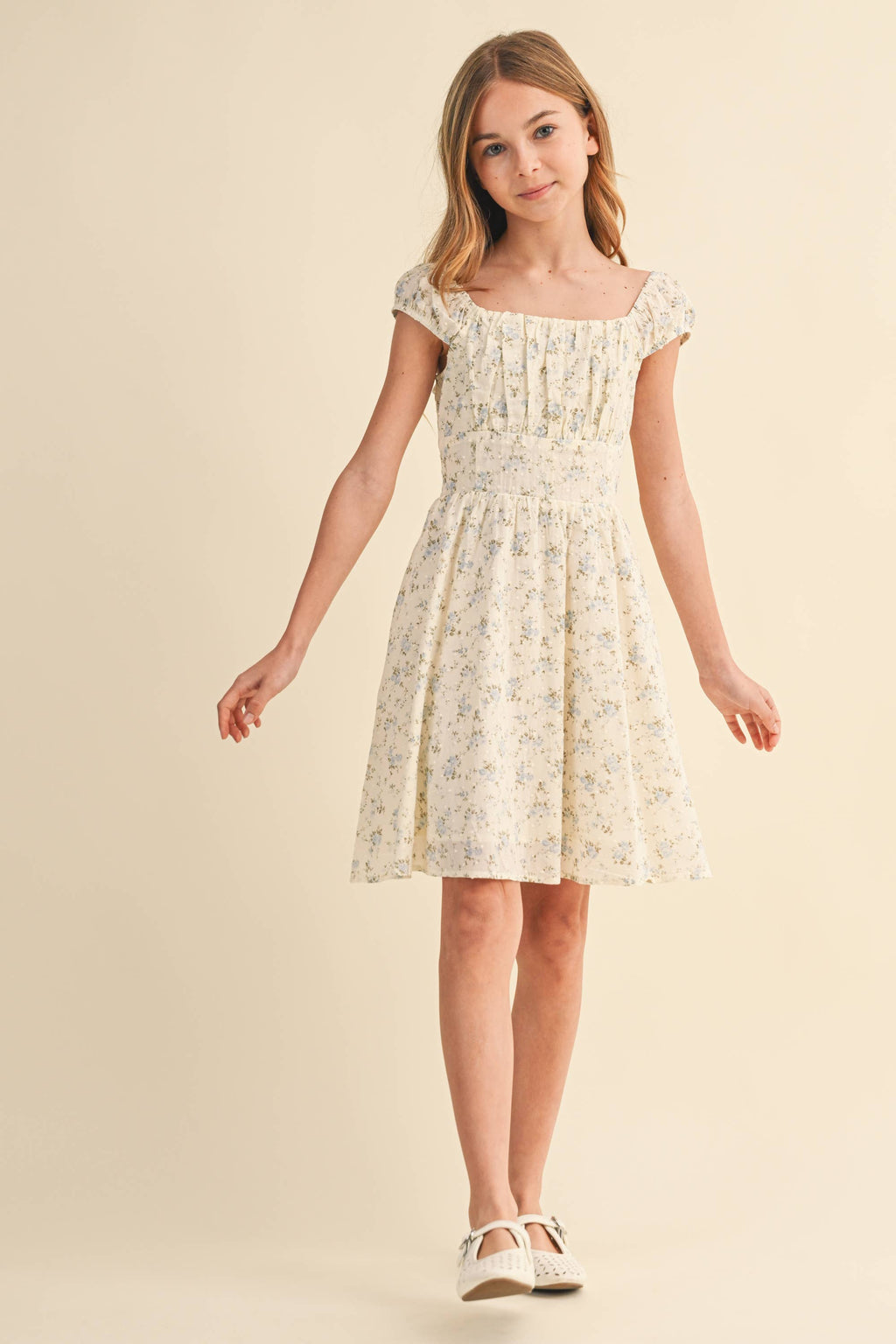 RUCHED SHOULDER MINI DRESS