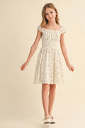 RUCHED SHOULDER MINI DRESS