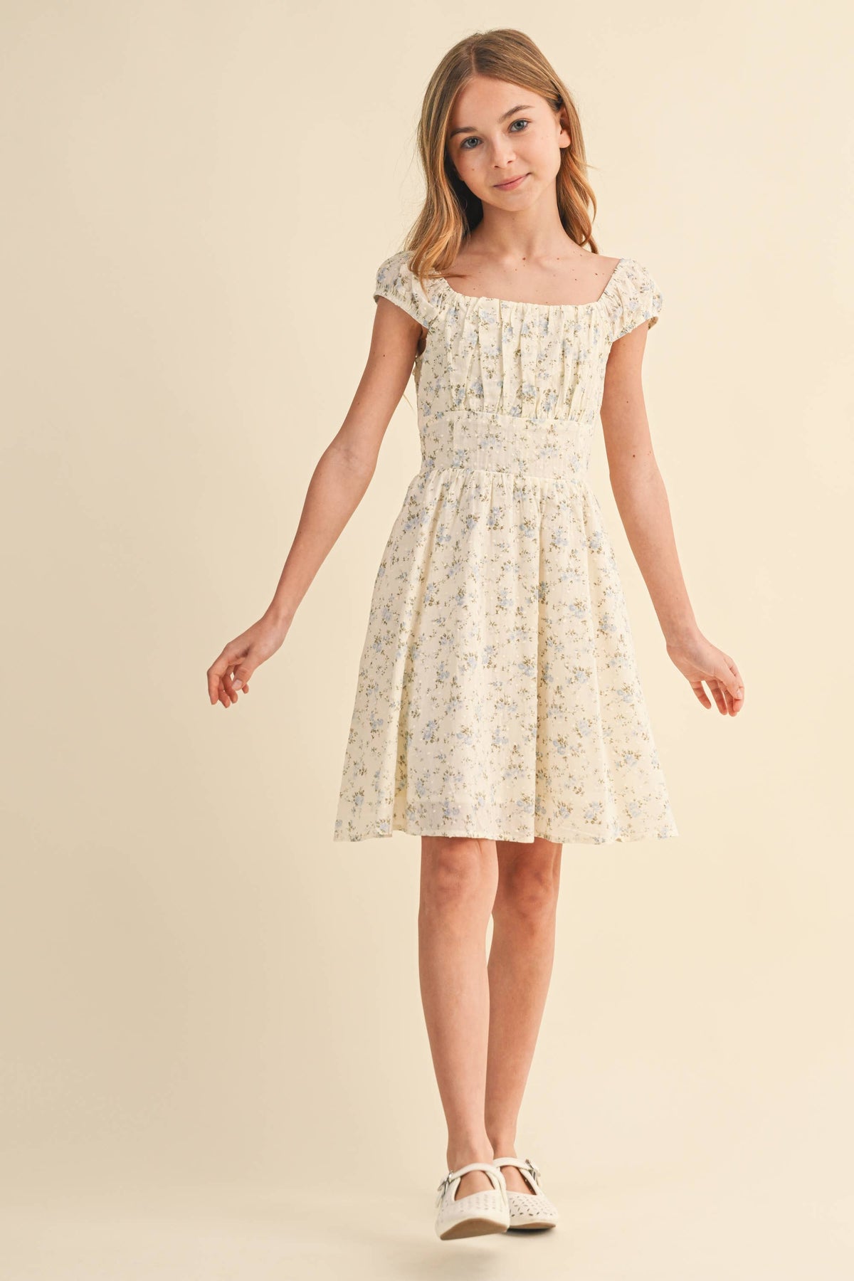 RUCHED SHOULDER MINI DRESS