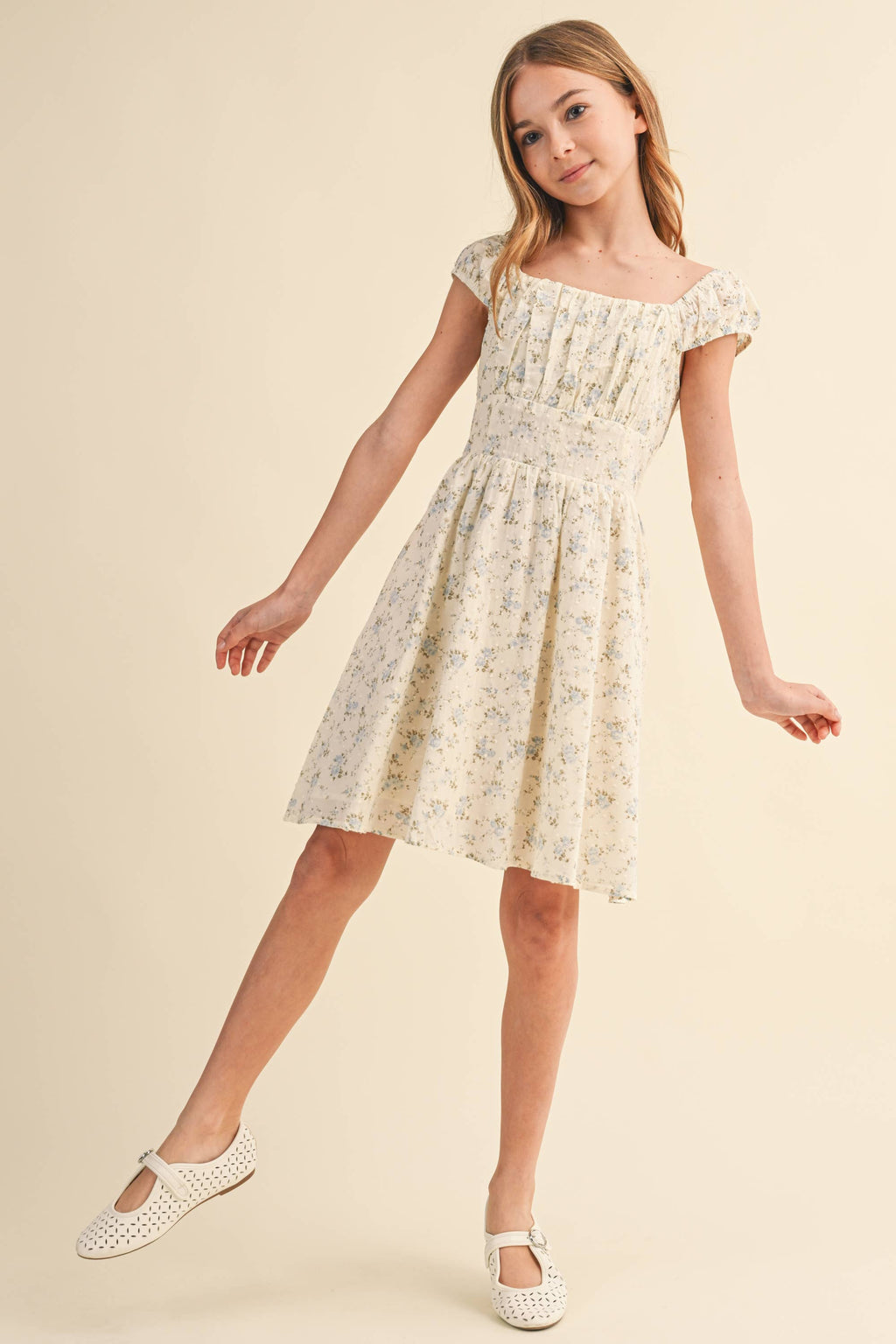 RUCHED SHOULDER MINI DRESS