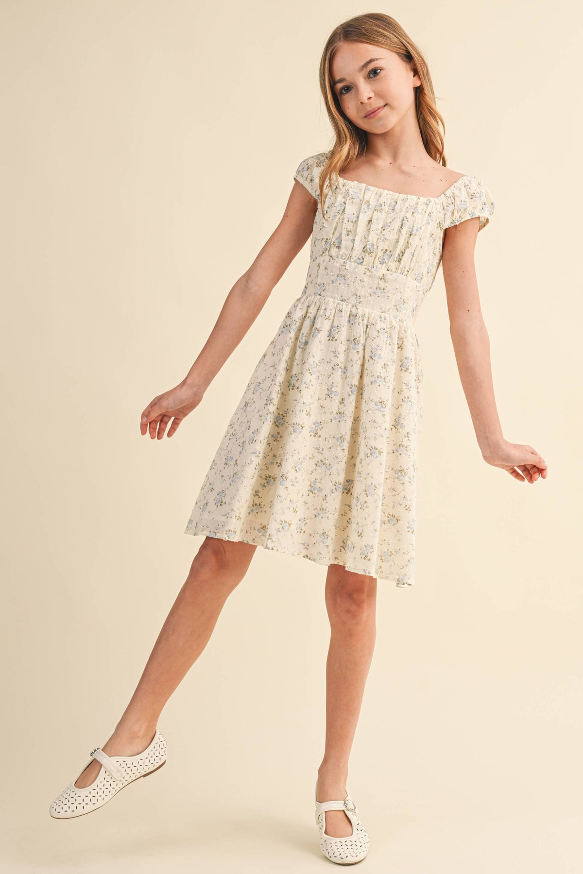 RUCHED SHOULDER MINI DRESS