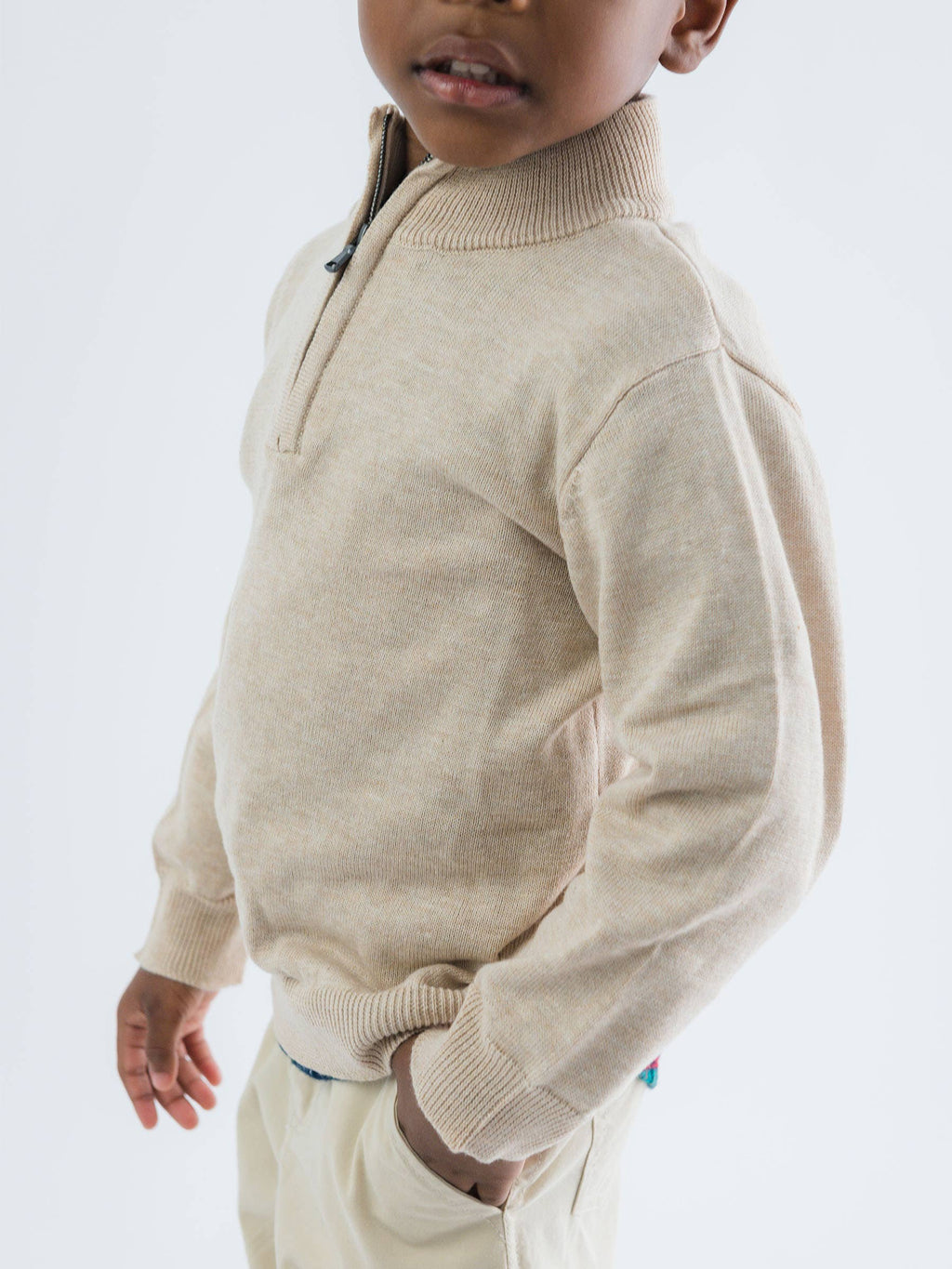 Heather Oatmeal Quarter-Zip Sweater