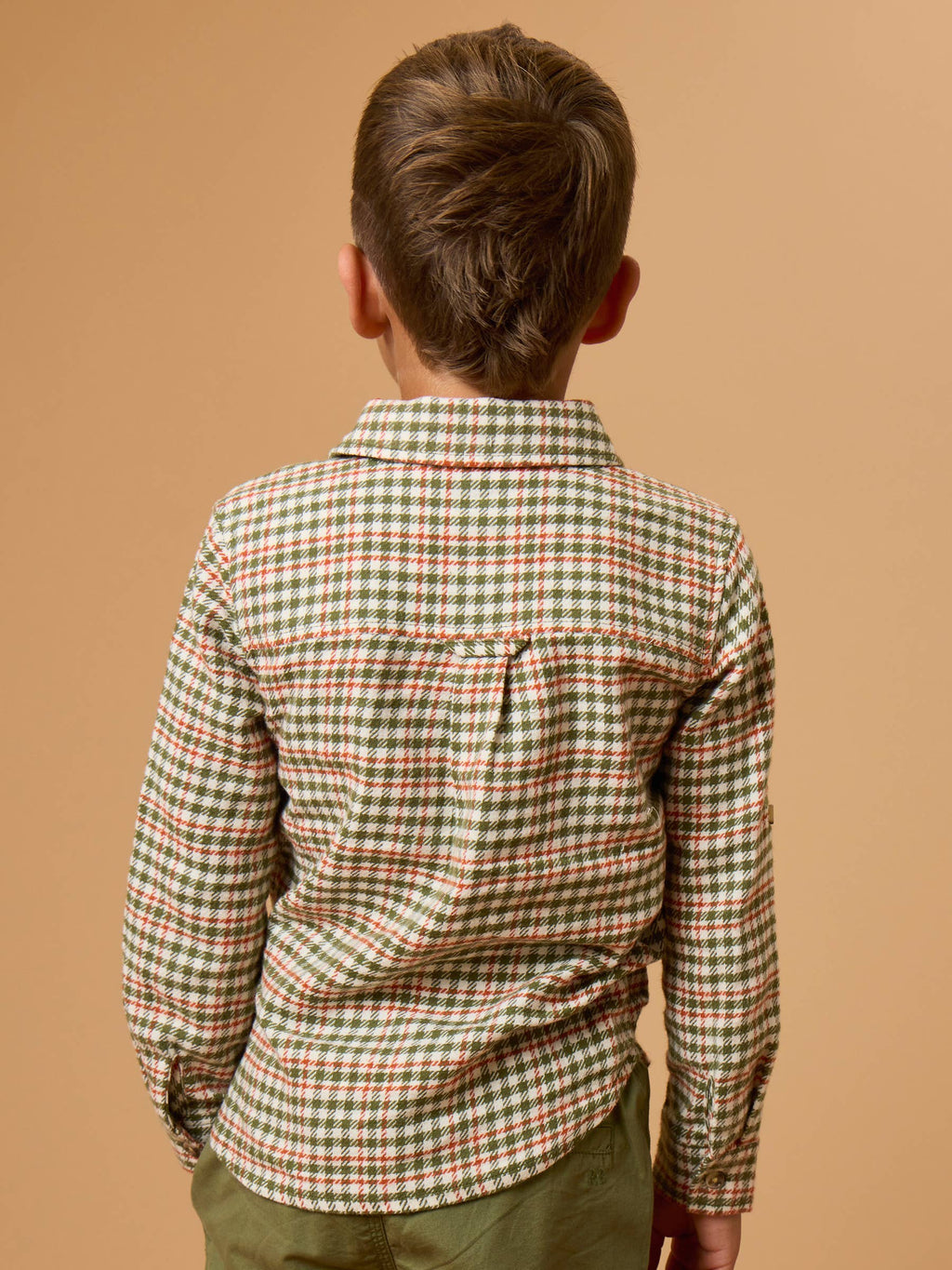 Dusty Olive Houndstooth Long Sleeve Button Down Shirt